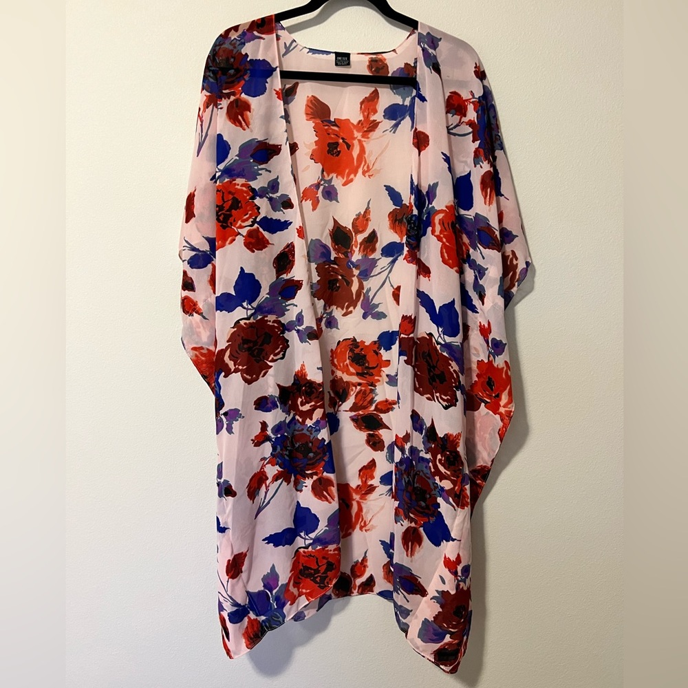 Floral Cover Up Sheer Short Sleeve